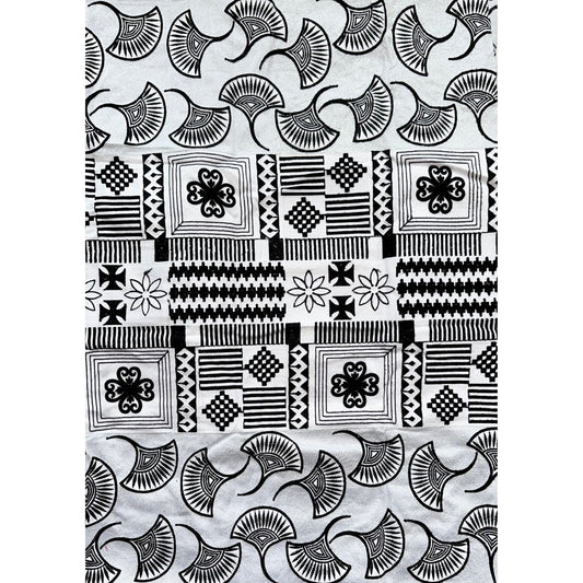 African Fabric/ Woven Kente - White, Black, Metallic Silver “Silent Royalty”, 6 Yards