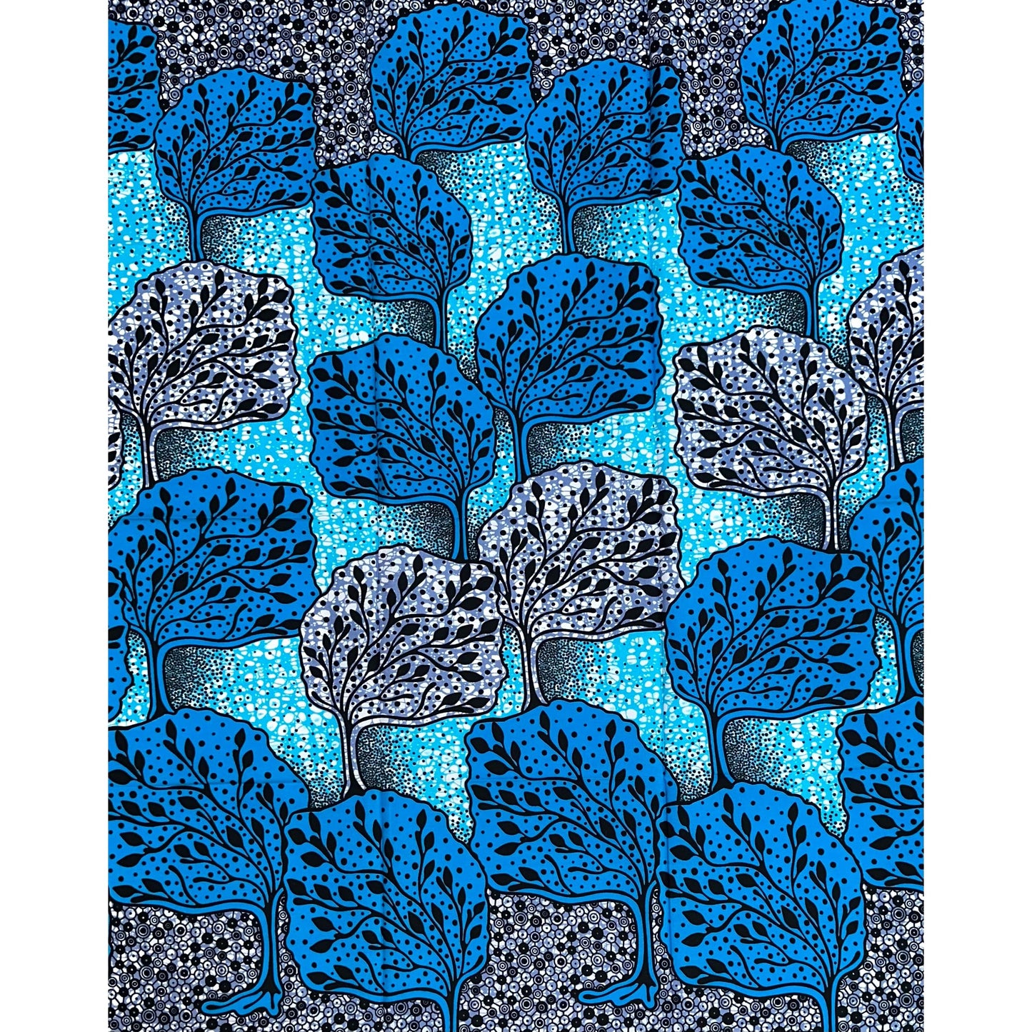 African Print Fabric/ Ankara - Blue, Black 'Oju Ofe,’ 1 YARD