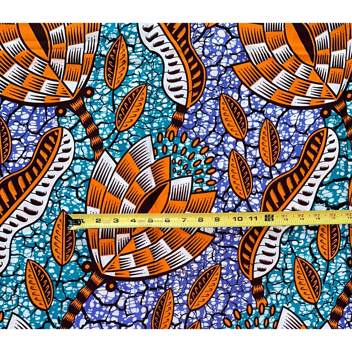 African Print Fabric/ Ankara -Orange, Purple, Teal, Brown 'Peas in a Pod', Per YARD or WHOLESALE