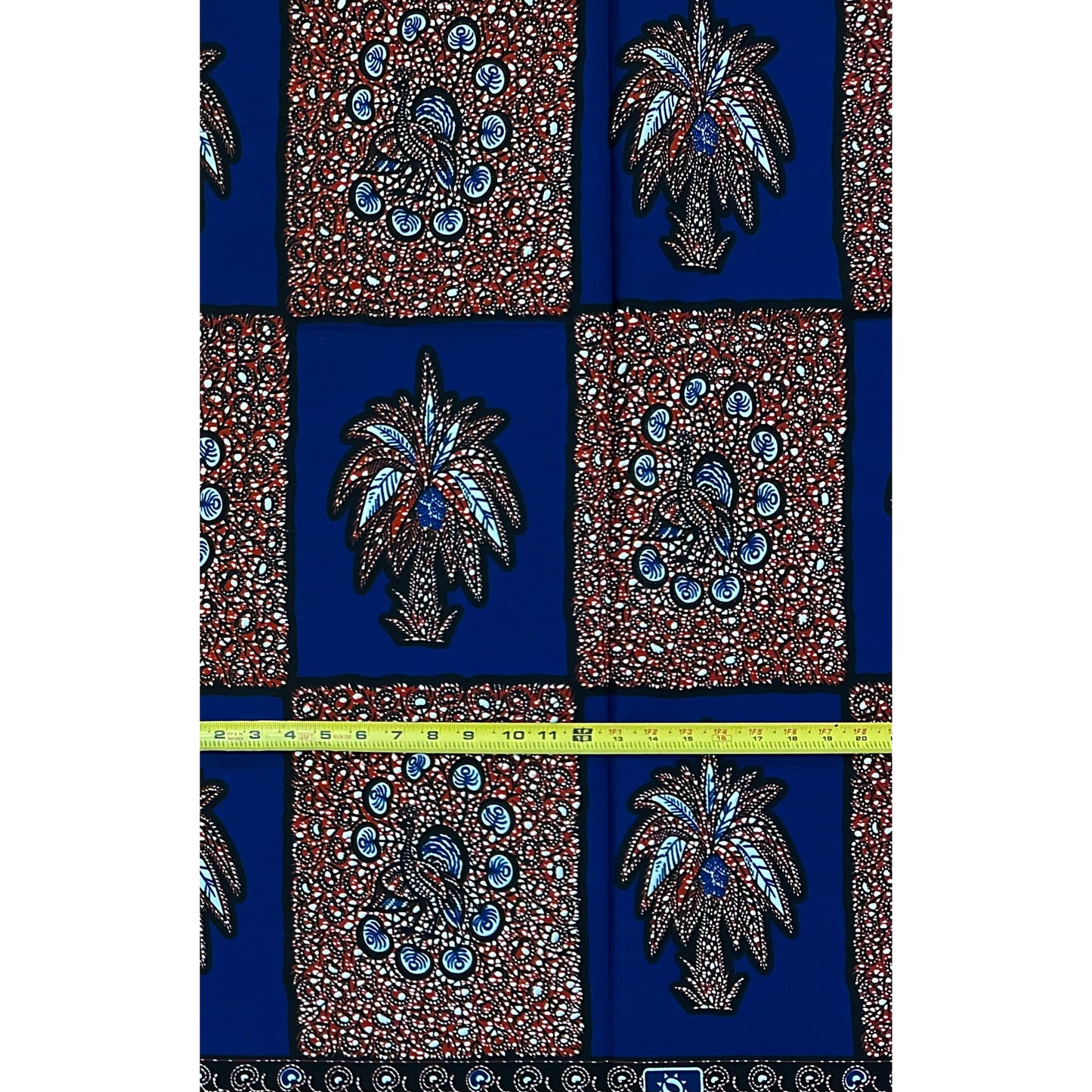 African Print Fabric/ Ankara - Navy, Brown 'Island Tings', 1 YARD