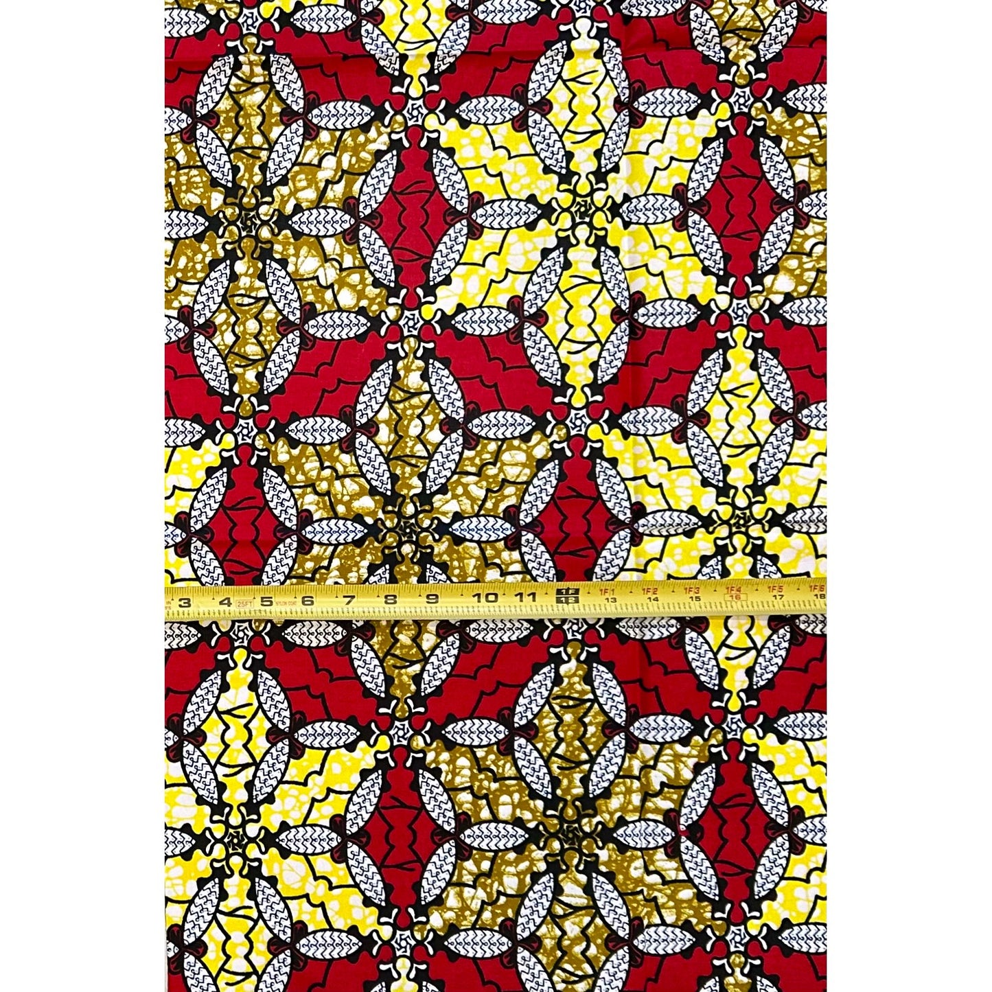 African Print Fabric/ Ankara - Red, Yellow, Brown 'In Honor' Design
