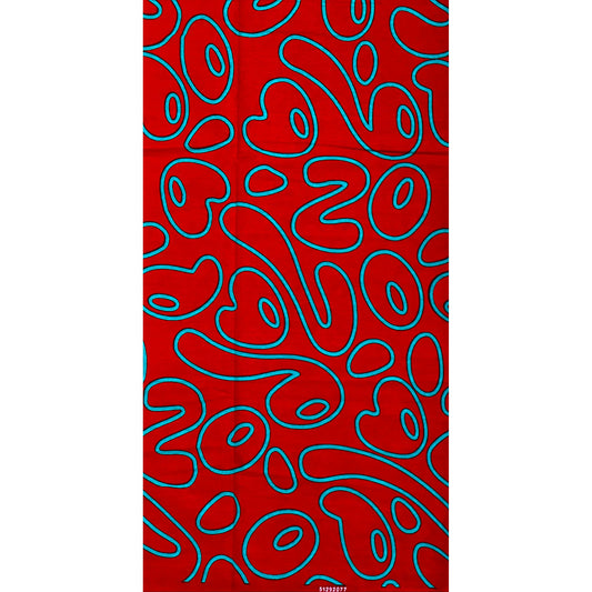 African Print Fabric/ Ankara - Red, Teal 'Main Character Mischief', Per Yard or Wholesale
