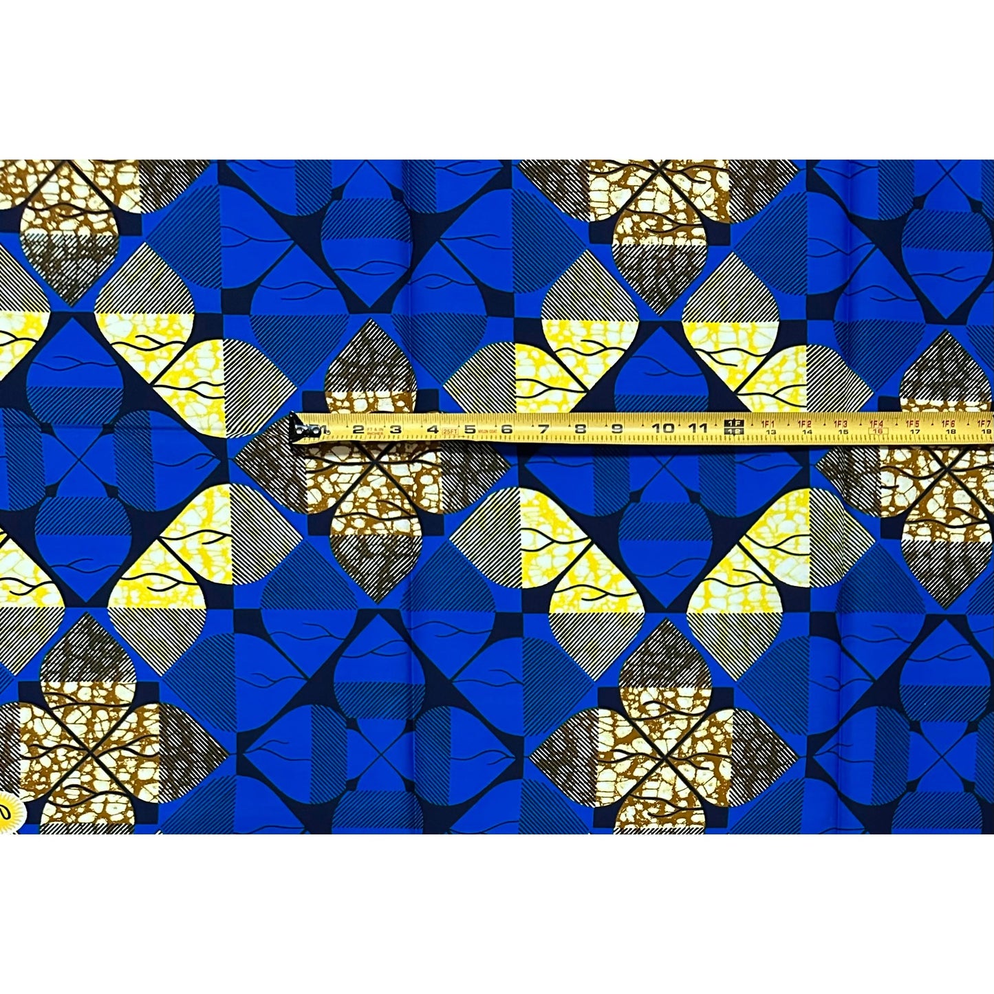 African Print Fabric/ Ankara - Blue, Yellow, Brown 'Ooni’s Protocol', YARD or WHOLESALE