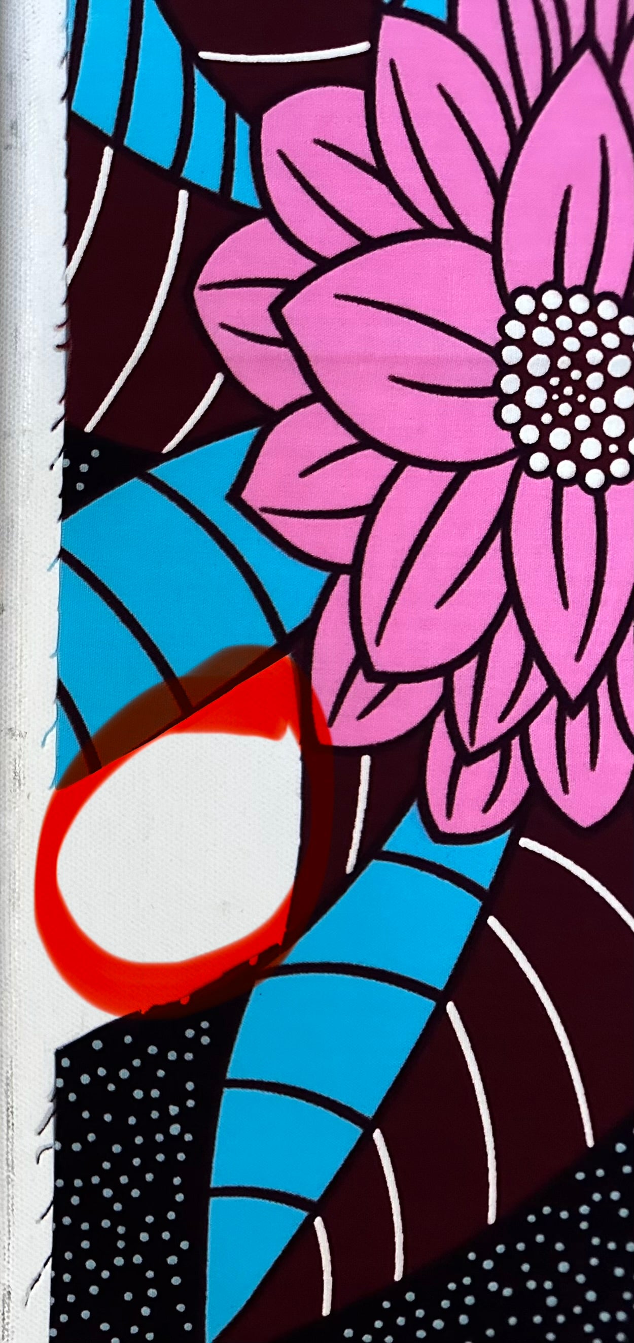 African Print Fabric/ Ankara - Pink, Blue "Tea At Falomo" Design, 1 Yard **Slightly Flawed**