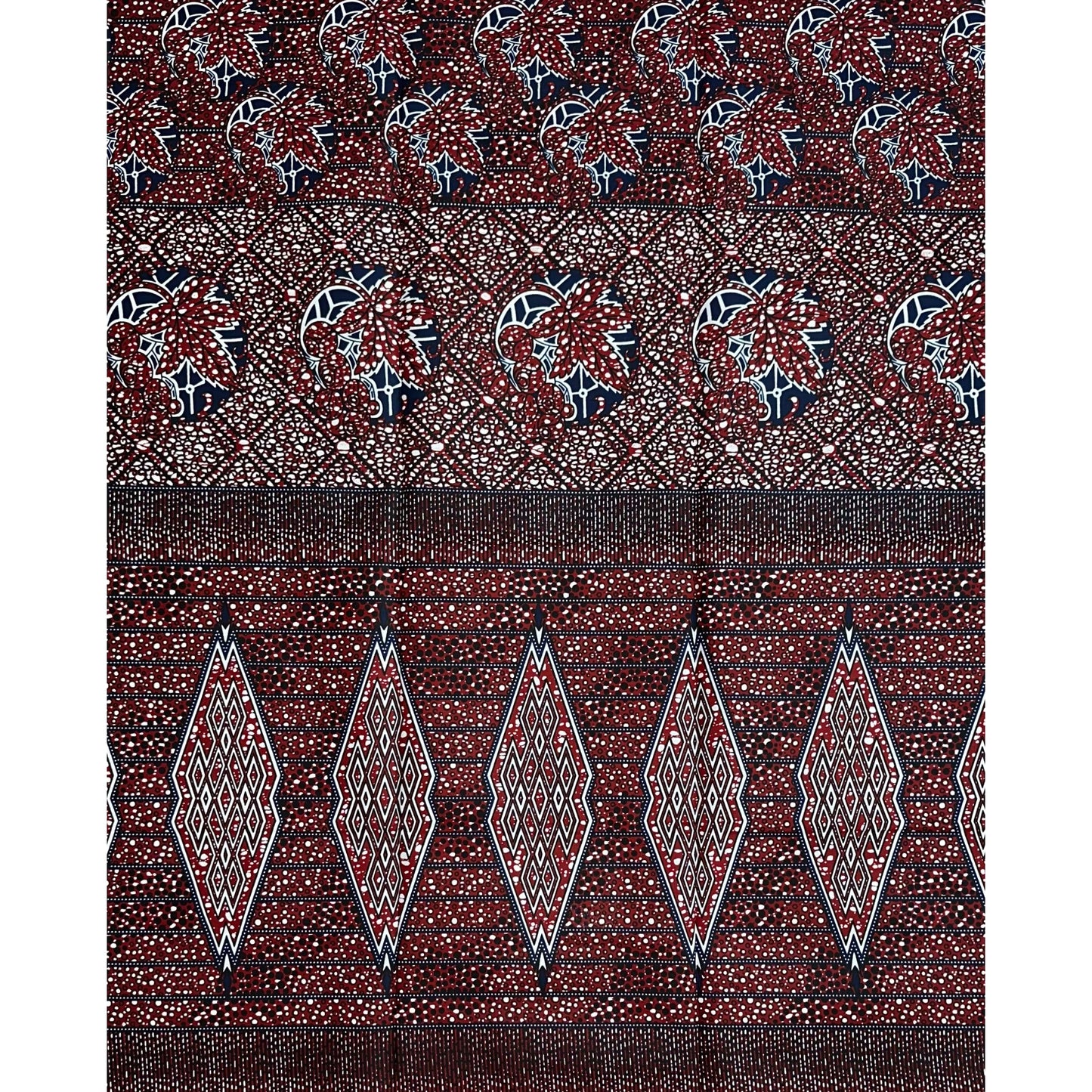 African Fabric/ Ankara - Brown, Navy 'Tánná’ Design, YARD