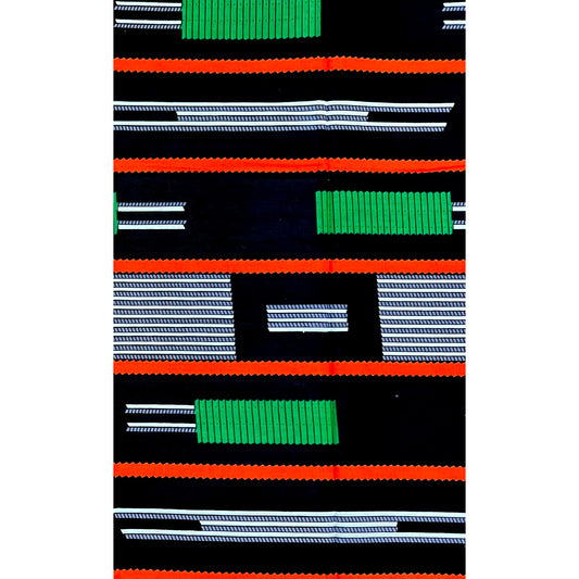 African Print Fabric/ Ankara - Black, White, Red/Orange, Green 'Never Forget Home' Design, YARD or WHOLESALE