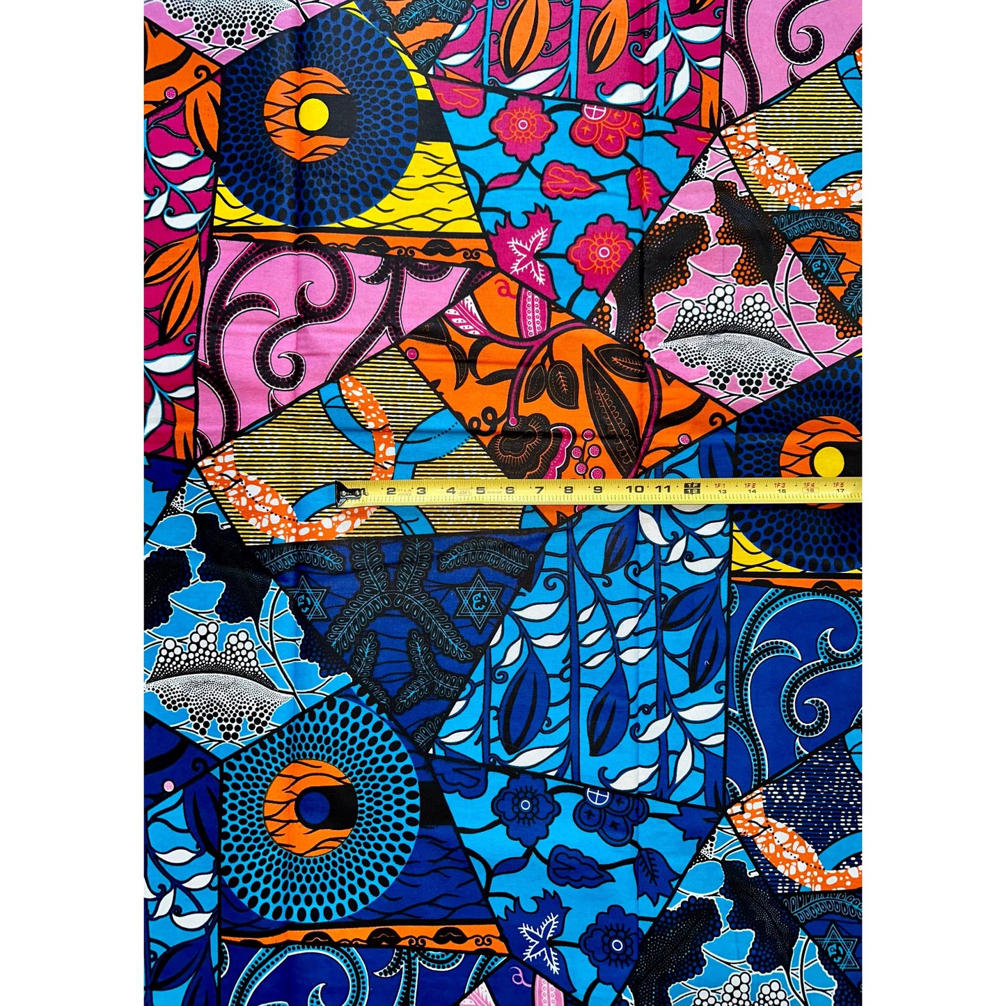 African Fabric/ Ankara - Fuchsia, Orange, Blue, Yellow, Pink 'Kahina' Design, YARD or WHOLESALE