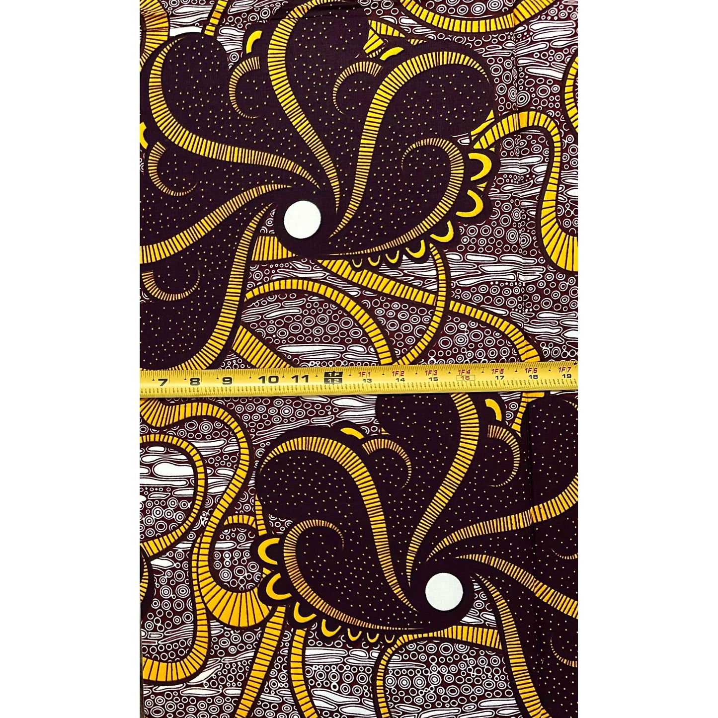 African Print Fabric/ Ankara - Brown, Yellow 'Sannu a Hankali' Design