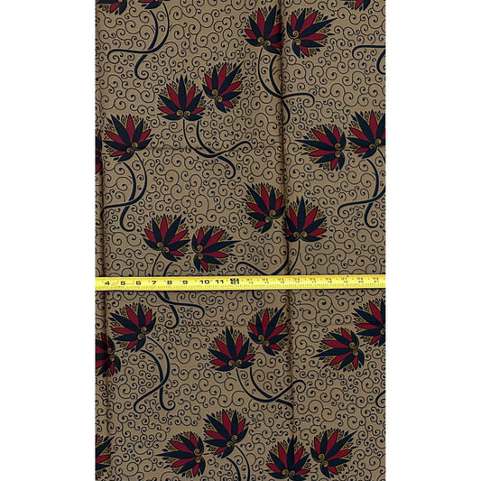 African Print Fabric/ Ankara - Brown, Red, Black 'Sunday in Makeni' YARD