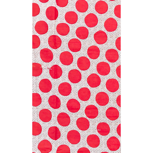 African Print Fabric/ Ankara - Red, White, Brown 'Dot Com' Design, YARD or WHOLESALE
