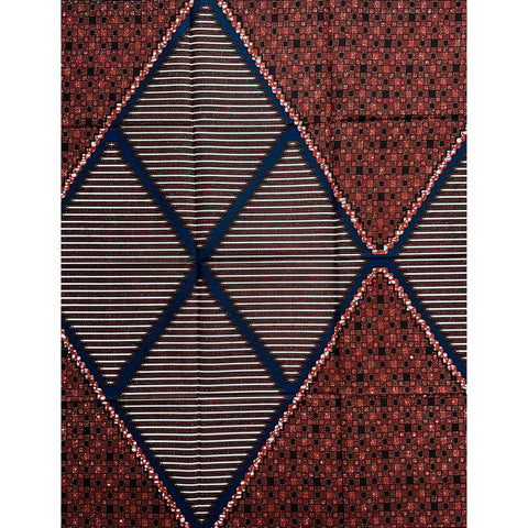 African Print Fabric/ Ankara - Brown, Blue 'Ezinne,' YARD