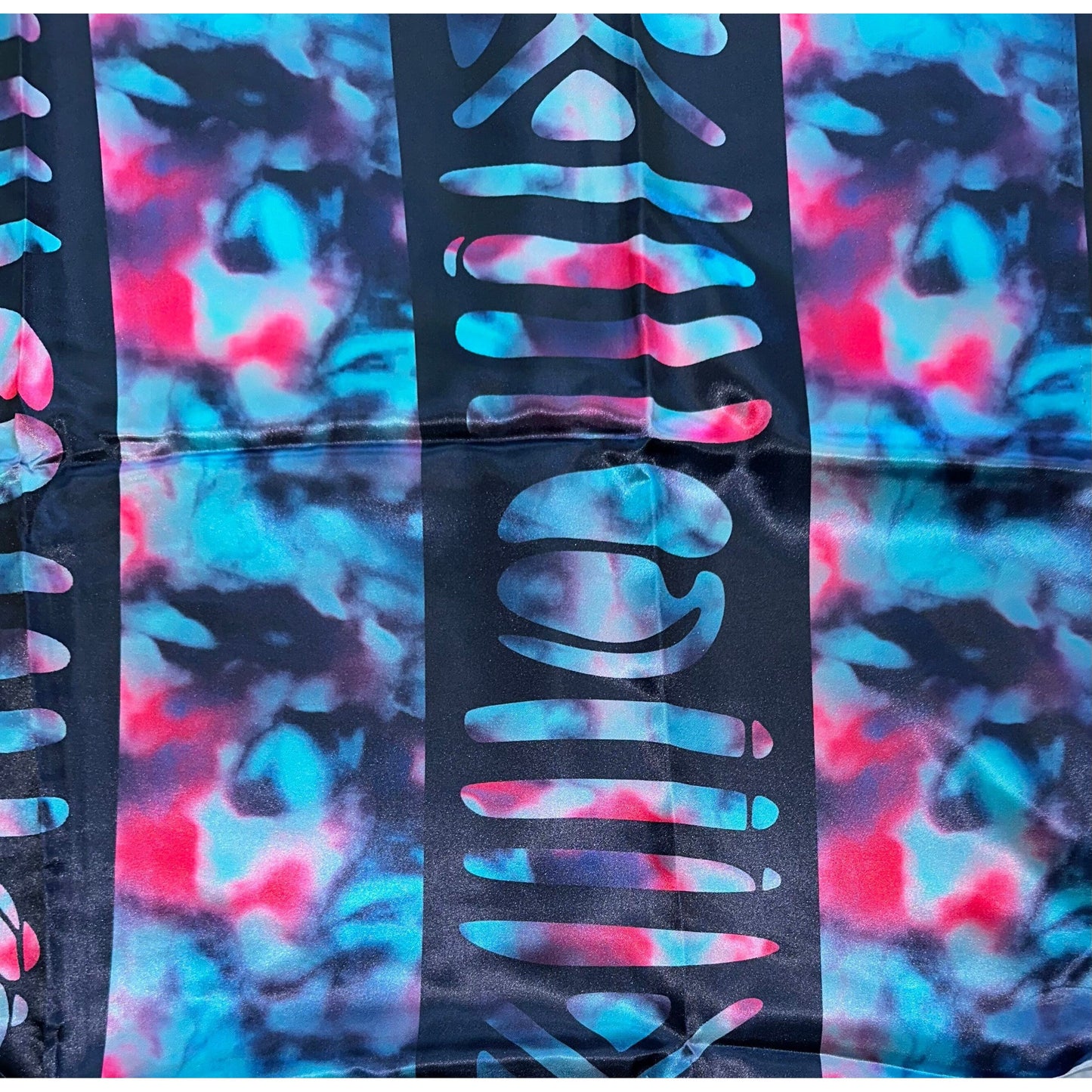 African Print, Satin Fabric- Blue, Pink, Purple "Riya", Yard or Wholesale