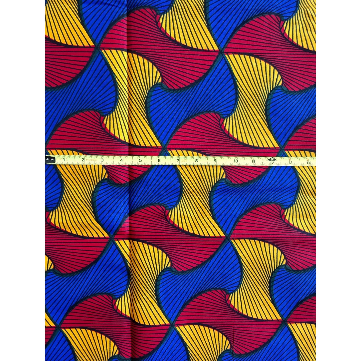 African Print Fabric/ Ankara - Red, Marigold, Blue 'Spinderella', YARD or WHOLESALE