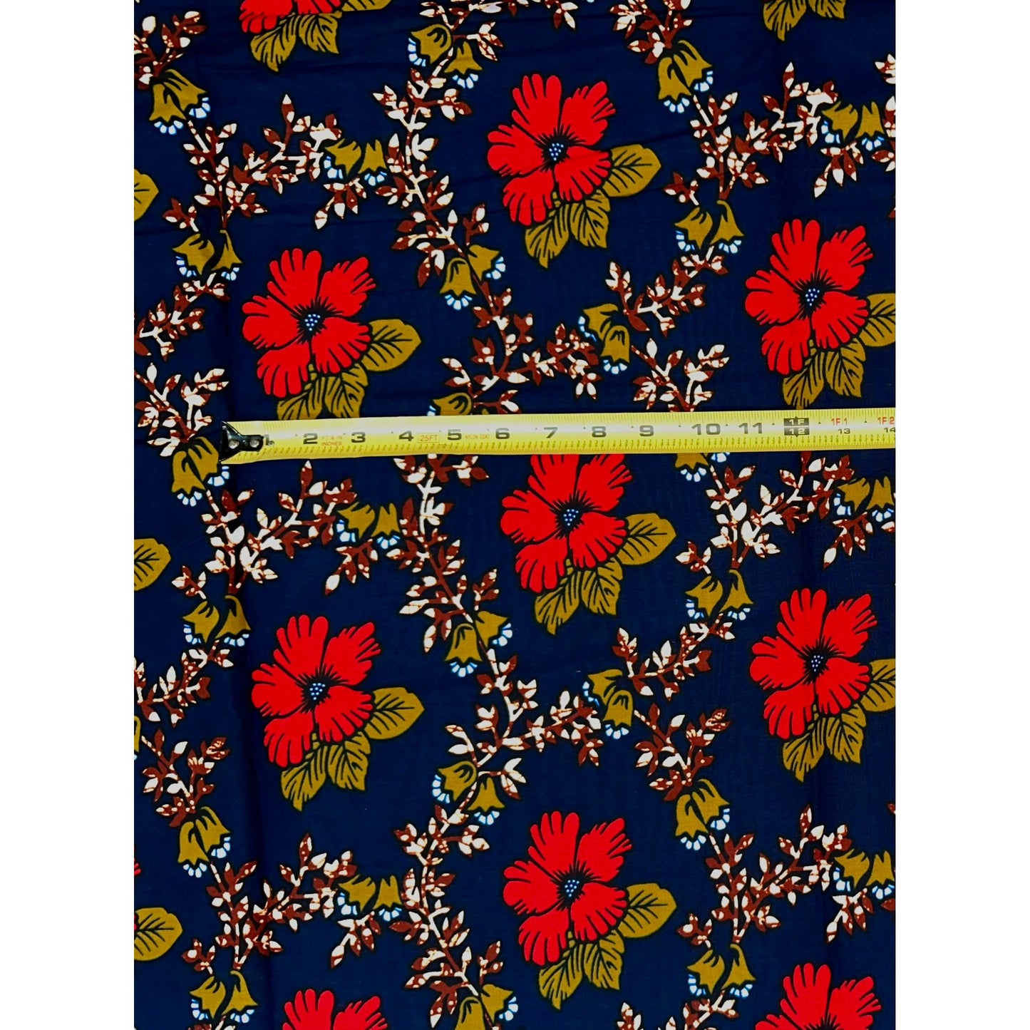 African Print Fabric/Ankara - Blue, Red, Olive Green, Brown 'Zoborodo Bloom', YARD or WHOLESALE