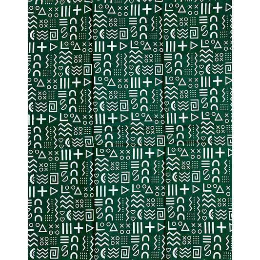 African Print Fabric/ Ankara - Green, White 'Kírin' Design, YARD or WHOLESALE