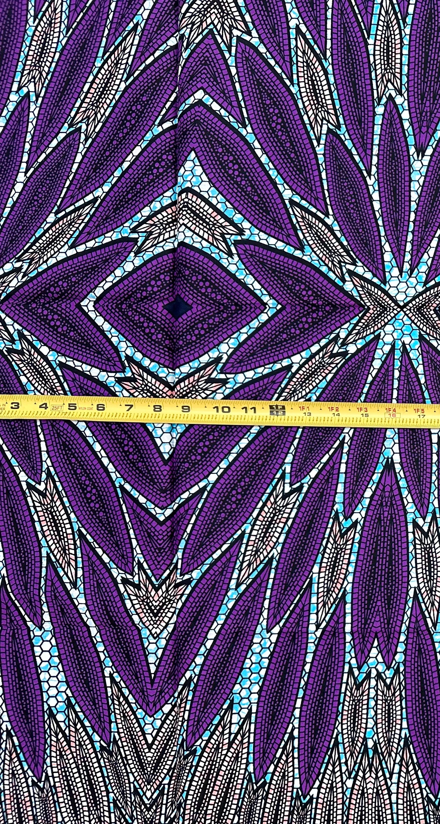 African Print Fabric/ Ankara - Purple, Blue, Pink ‘The Chairwoman' Design, 1 YARD
