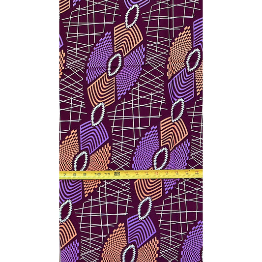 African Print Fabric/ Ankara - Purple, Pink, Brown "Song of the Courtyard" Design, Yard