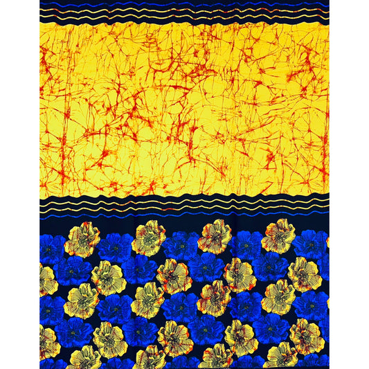 African Print Fabric/ Ankara - Yellow, Blue, Black 'Amai Ise' Design
