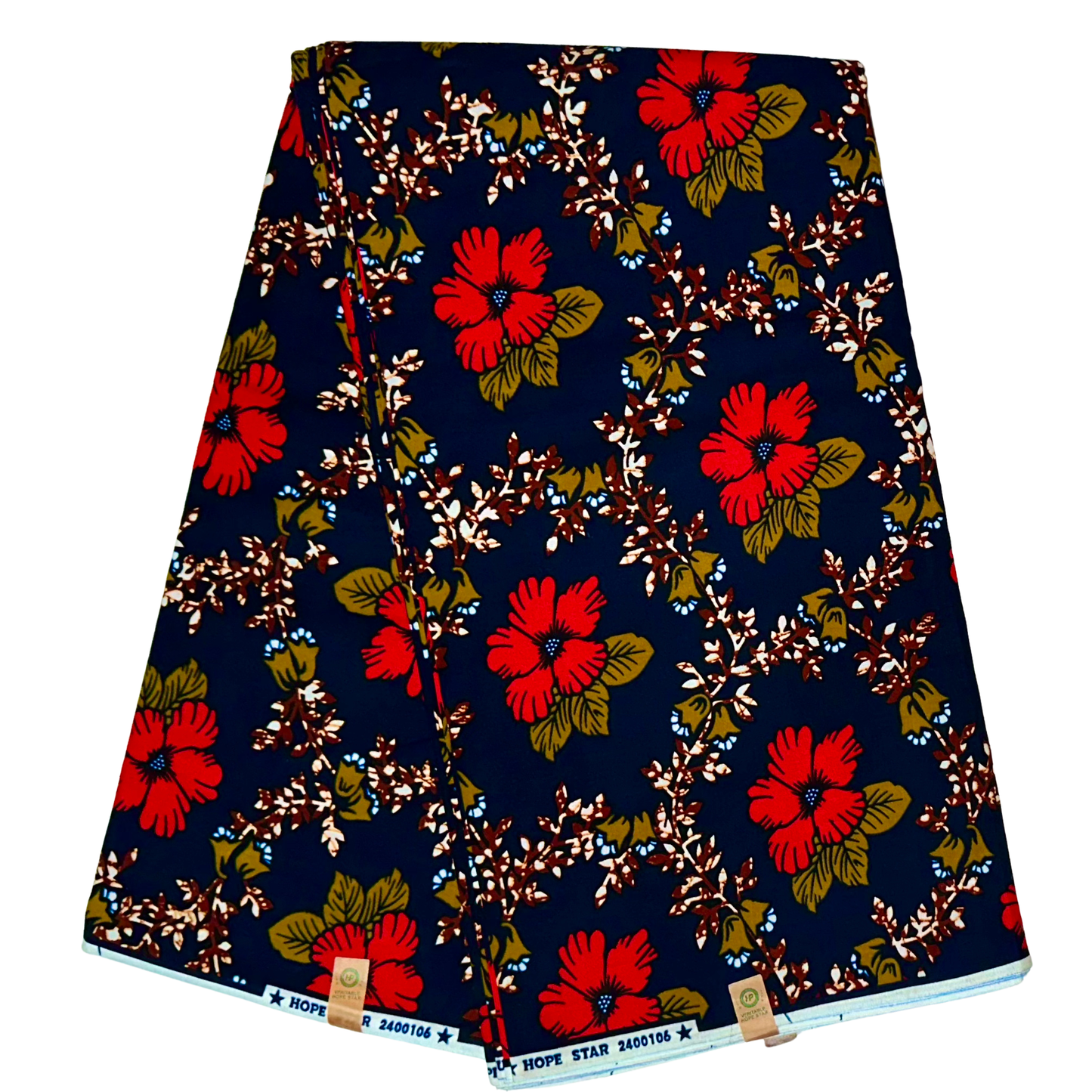 African Print Fabric/Ankara - Blue, Red, Olive Green, Brown 'Zoborodo Bloom', YARD or WHOLESALE