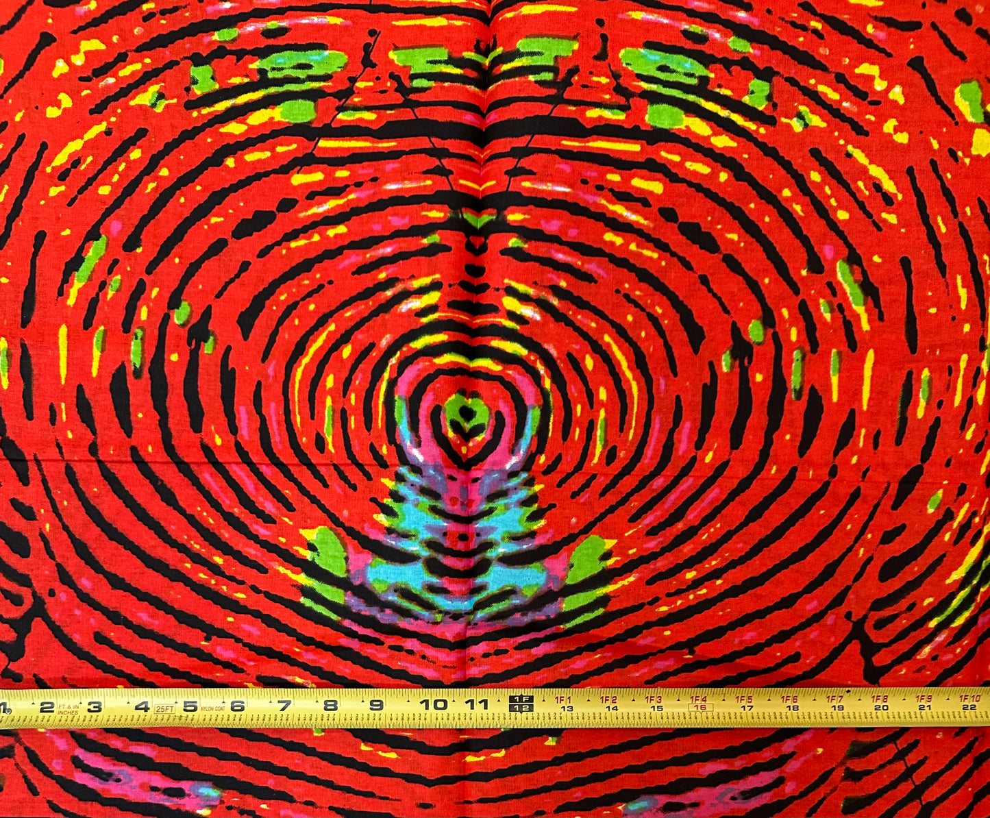 African Print Fabric/ Ankara - Bright Red - Dark Orange, Black, Green 'Fire Print’, YARD or WHOLESALE