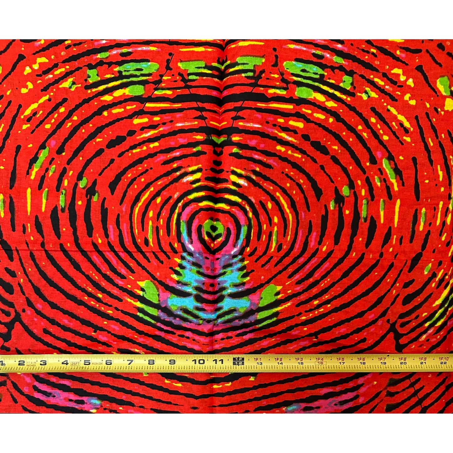 African Print Fabric/ Ankara - Bright Red - Dark Orange, Black, Green 'Fire Print’, YARD or WHOLESALE