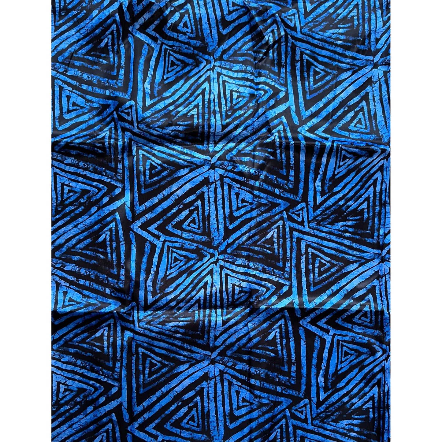 African Print, Satin Fabric- Black, Blue "Afreek", Yard or Wholesale