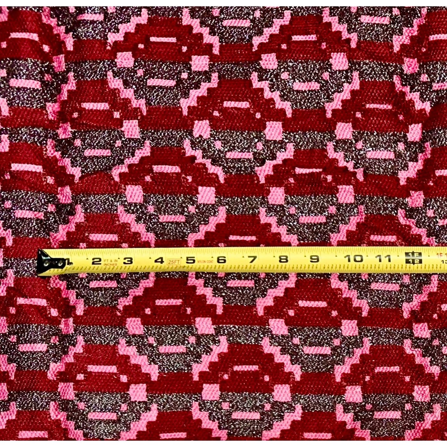 African Fabric/ Woven Kente - Red, Pink, Brown “Odo Rose”, 4 Yards