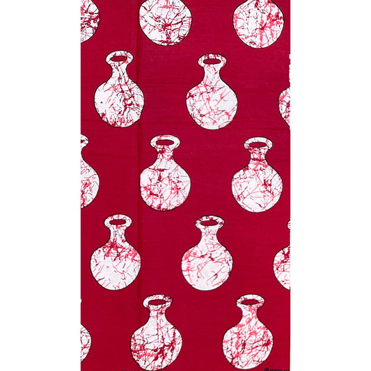 African Print Fabric/ Ankara - Dark Red, White 'Calabash Story ' Design, YARD or WHOLESALE
