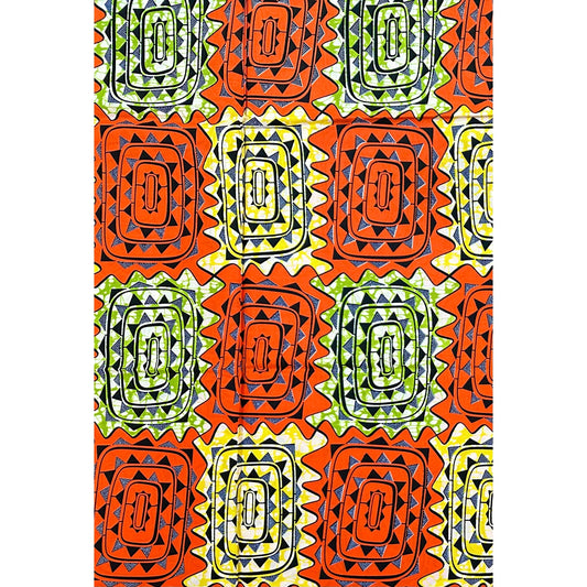African Print Fabric/ Ankara - Orange, Yellow, Green 'Gold of Timbuktu', YARD or WHOLESALE