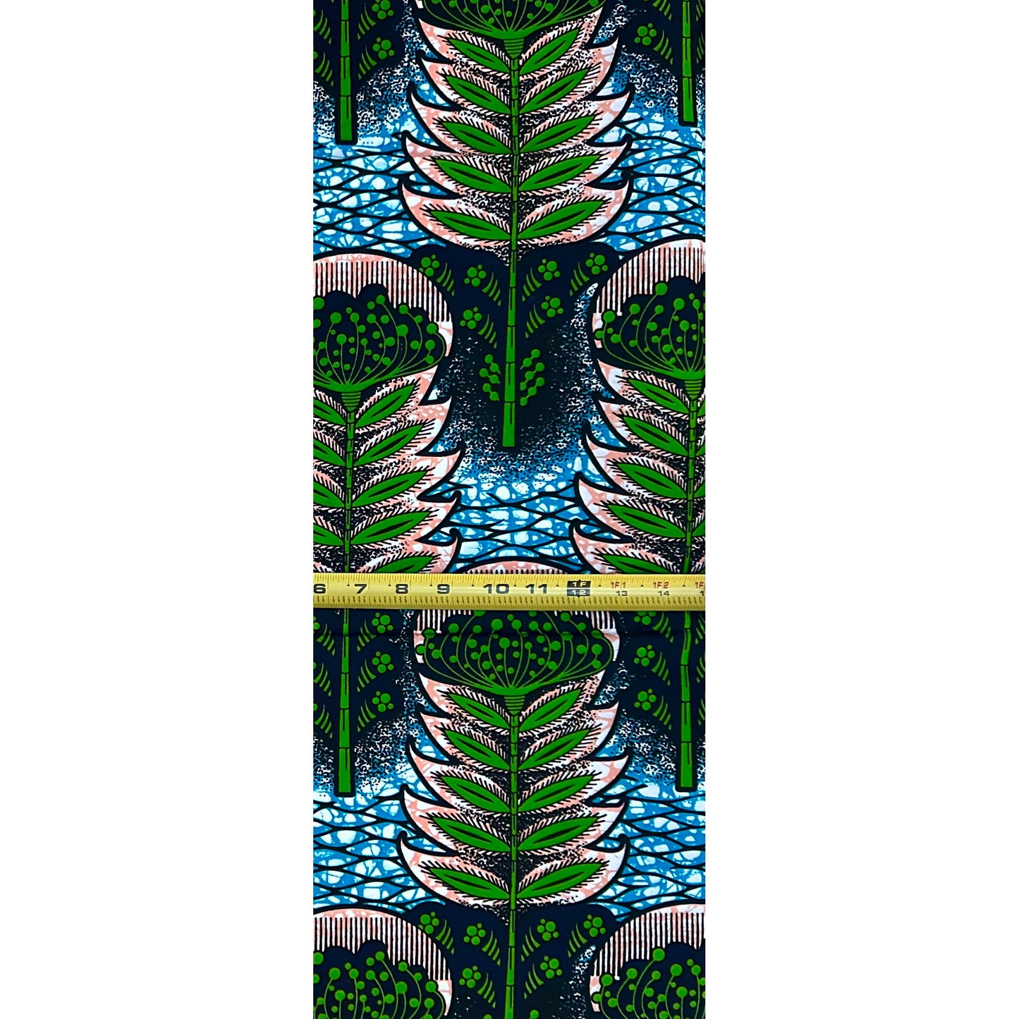 African Print Fabric/ Ankara - Blue, Green, Brown 'Eden Canopy,’ 1 YARD