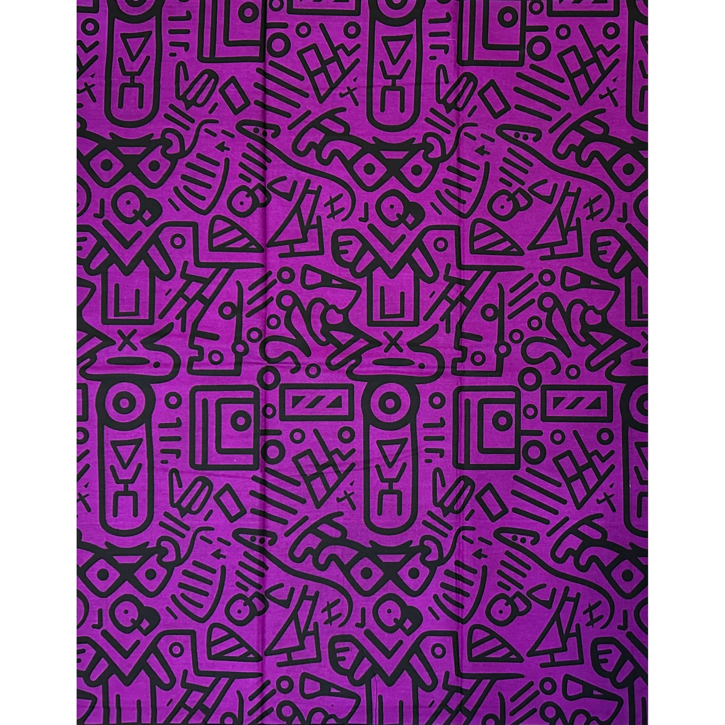 African Print Fabric/ Ankara - Purple, Black 'Kpakpam', YARD or WHOLESALE