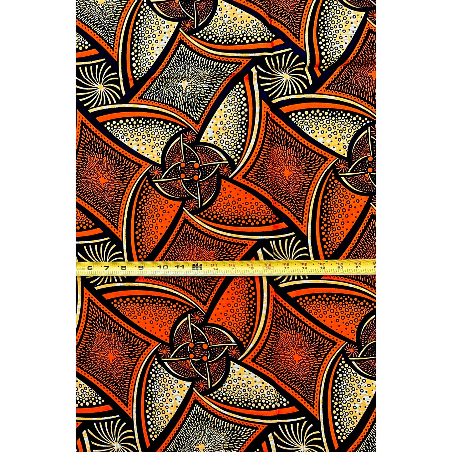 African Print Fabric/ Ankara - Light Brown, Orange 'Paths We Traveled,' YARD