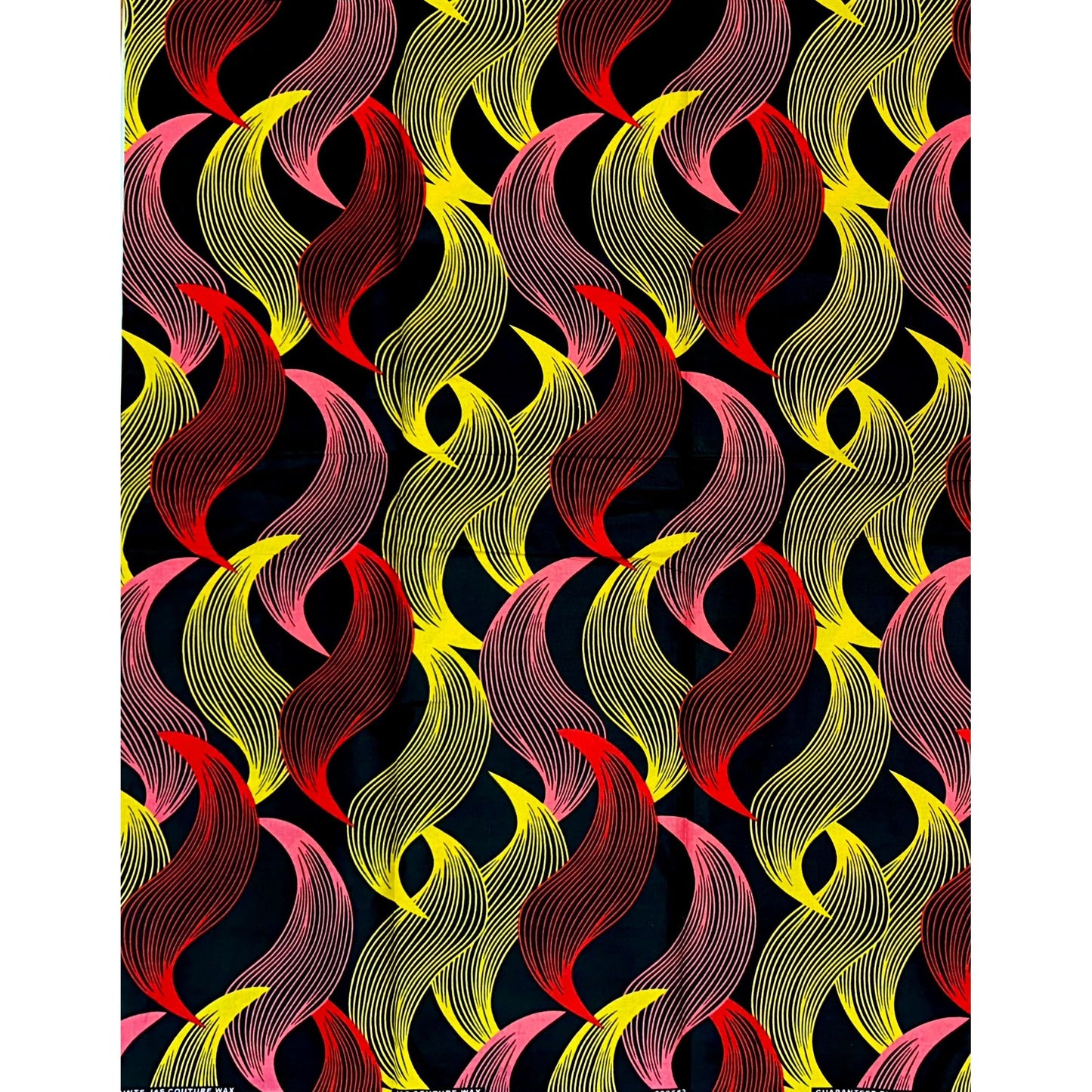 African Print Fabric/ Ankara - Black, Red, Pink, Yellow 'Komole Vibes' Design, YARD or WHOLESALE