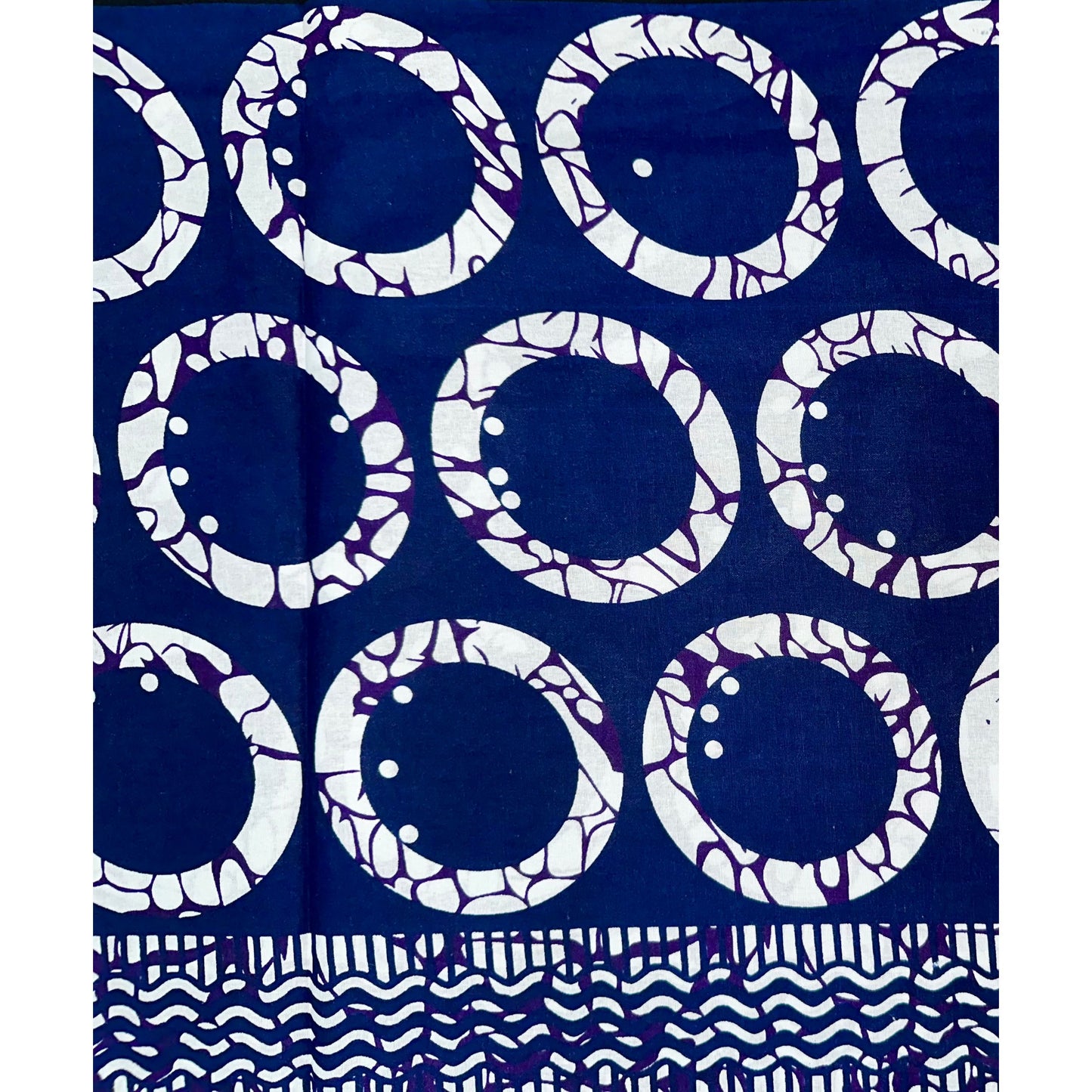 African Print Fabric/ Ankara - Navy, Purple, White 'Rings of Odogwu' Design, YARD or WHOLESALE