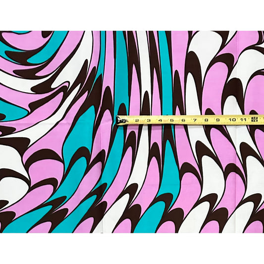 African Print Fabric/ Ankara - Purple, Teal, Brown ‘Swirling Waters' Design, 1 YARD