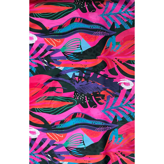 African Print, Stretch Cotton Satin Fabric- Shades of Pink, Purple, Red, Green, Blue, Black "Kalahari Camo", Per Yard