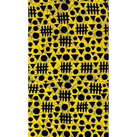 African Print Fabric/ Ankara - Yellow, Black "Kigali Traffic", Yard or Wholesale