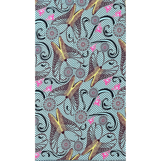 African Print Fabric/ Ankara - Green, Yellow, Pink 'Yewa’s Whisper' Design, YARD or WHOLESALE