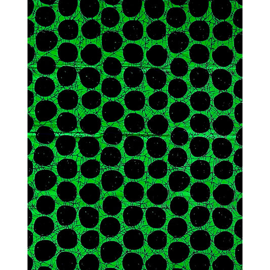 African Print Fabric/ Ankara - Green, Black 'Oro of the Earth' Design, YARD or WHOLESALE