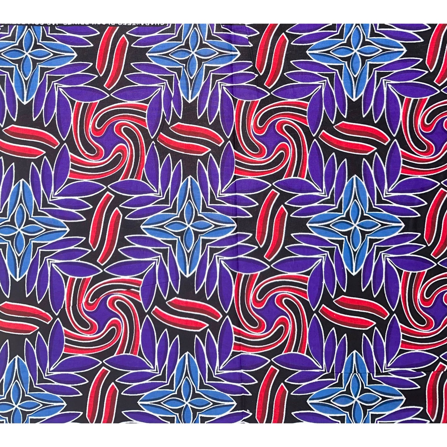 African Print Fabric/ Ankara - Blue, Purple, Shades of Red 'Nyoka Petals' Design, YARD or WHOLESALE