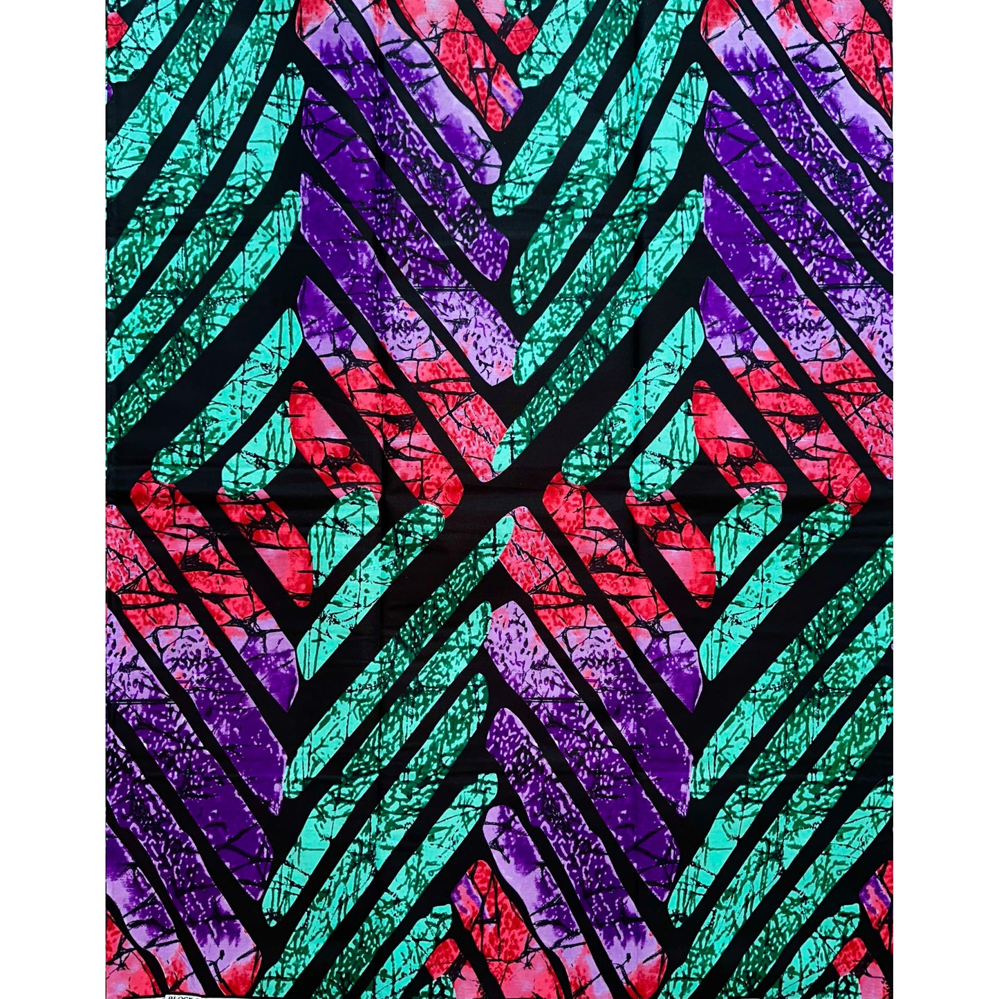 African Print Fabric/Ankara - Black, Green, Red, Purple ‘Soham' Design, YARD or WHOLESALE
