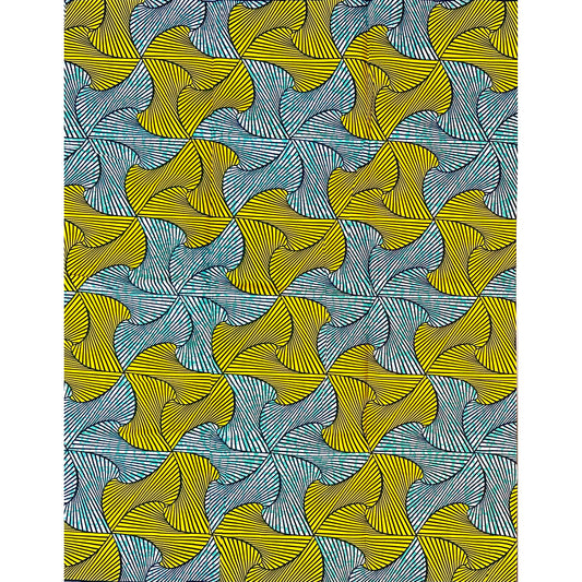 African Print Fabric/ Ankara - Yellow, Green 'Spinderella', YARD or WHOLESALE