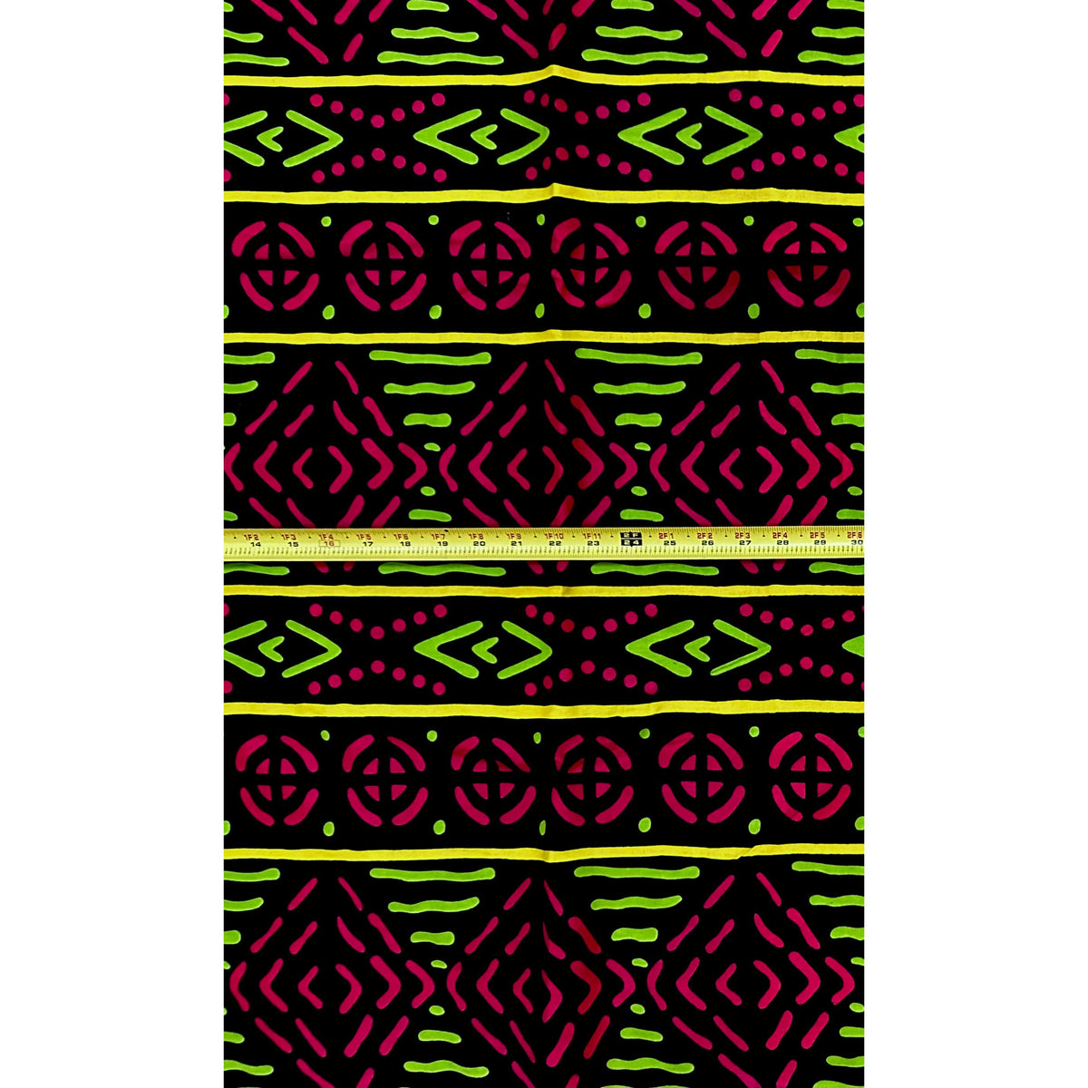 African Print Fabric/ Ankara - Pink, Green, Yellow, Black 'Ihenacho' Design, YARD or WHOLESALE
