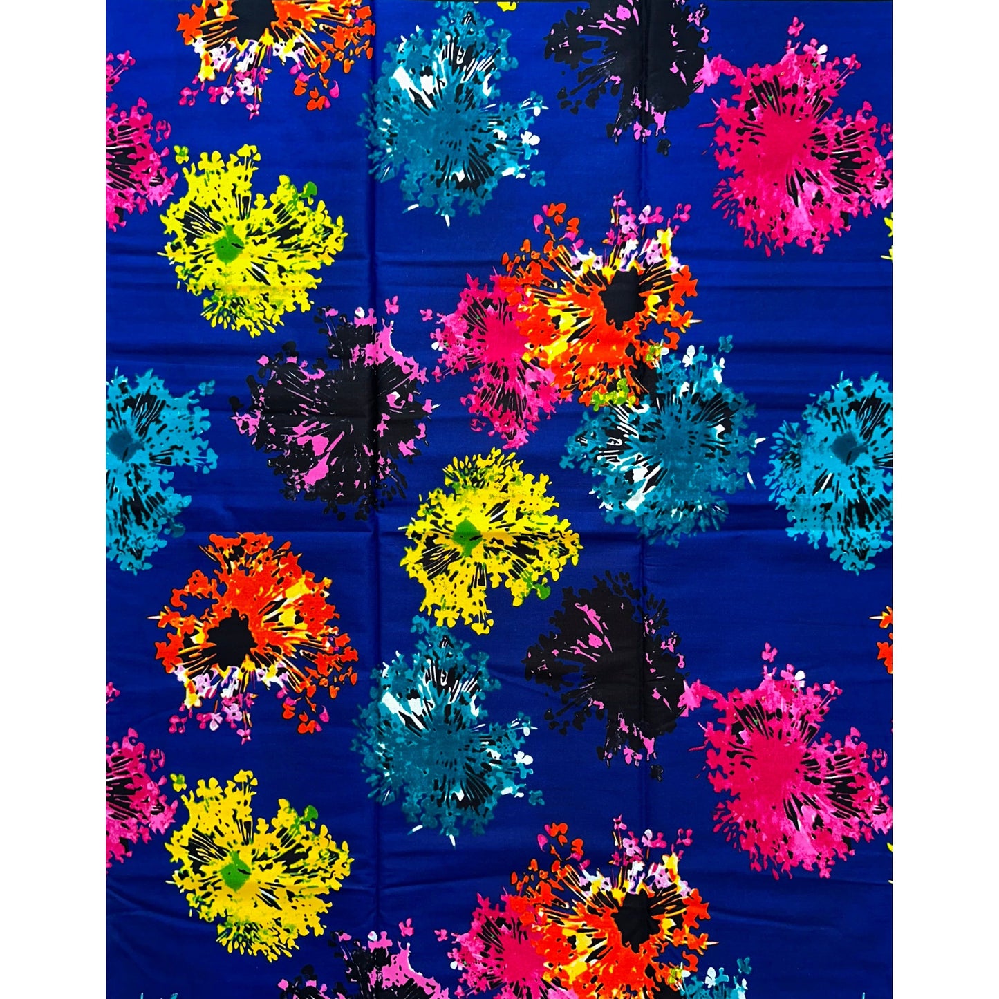 African Print Fabric/ Ankara - Blue, Teal, Yellow, Pink, Orange 'Sapphire Spectra' Design, YARD or WHOLESALE