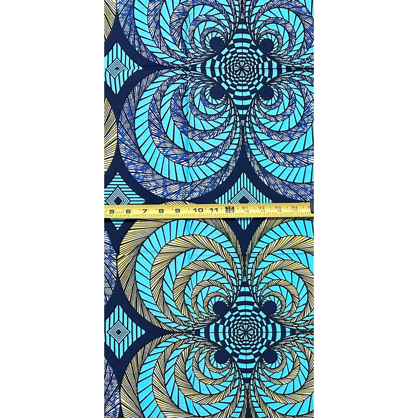 African Print Fabric/ Ankara - Blue, Yellow 'Four Kingdoms,' 1 YARD