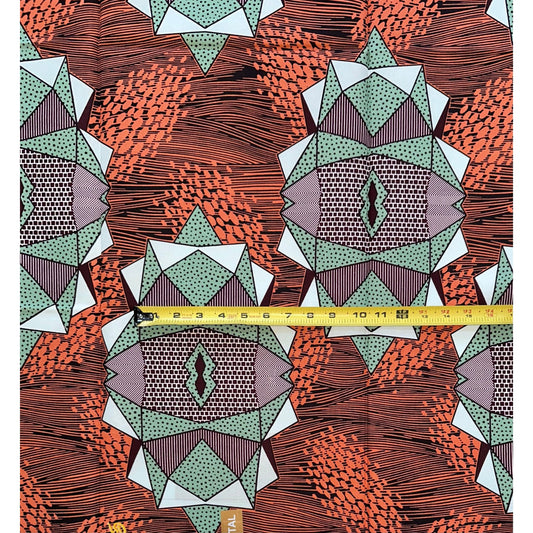 African Print Fabric/ Ankara - Brownish Pink, Slate, Brown ‘Love Lock' Pattern