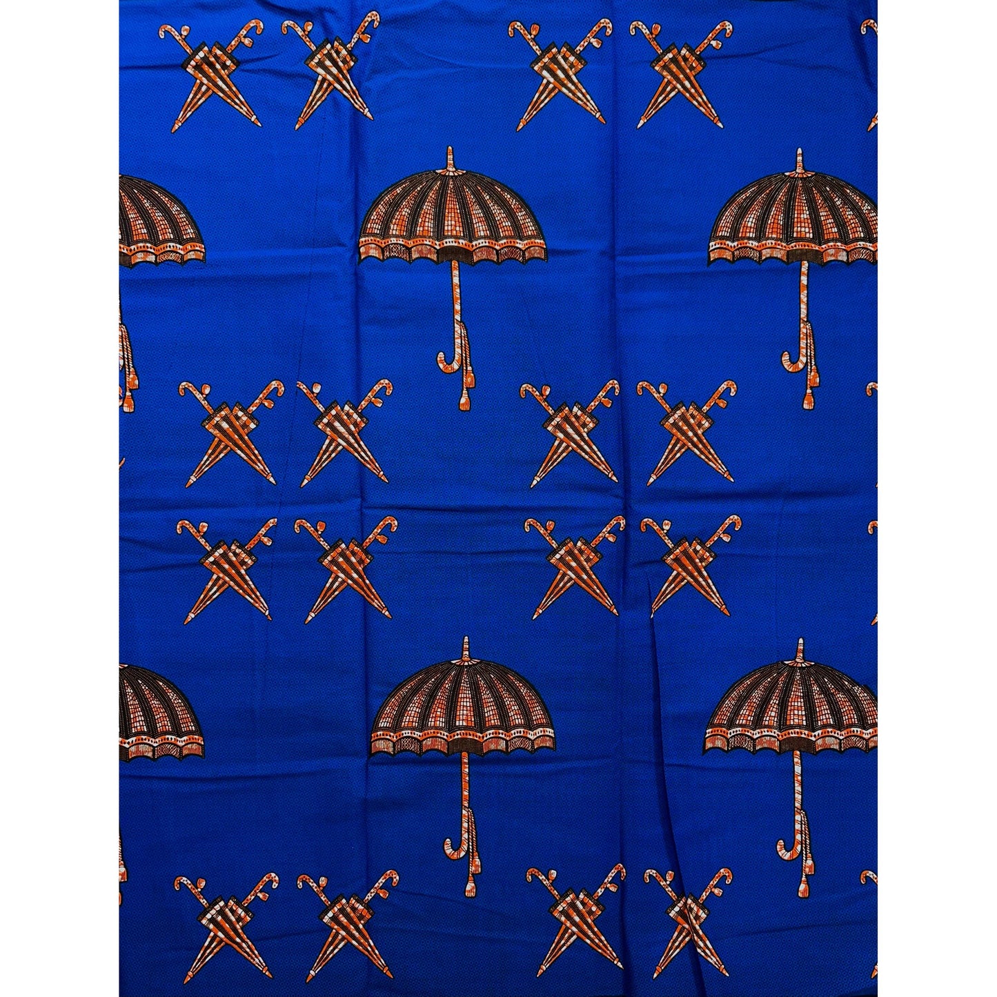 African Print Fabric/Ankara - Blue, Orange 'New Orleans First Line’ Design, YARD or WHOLESALE