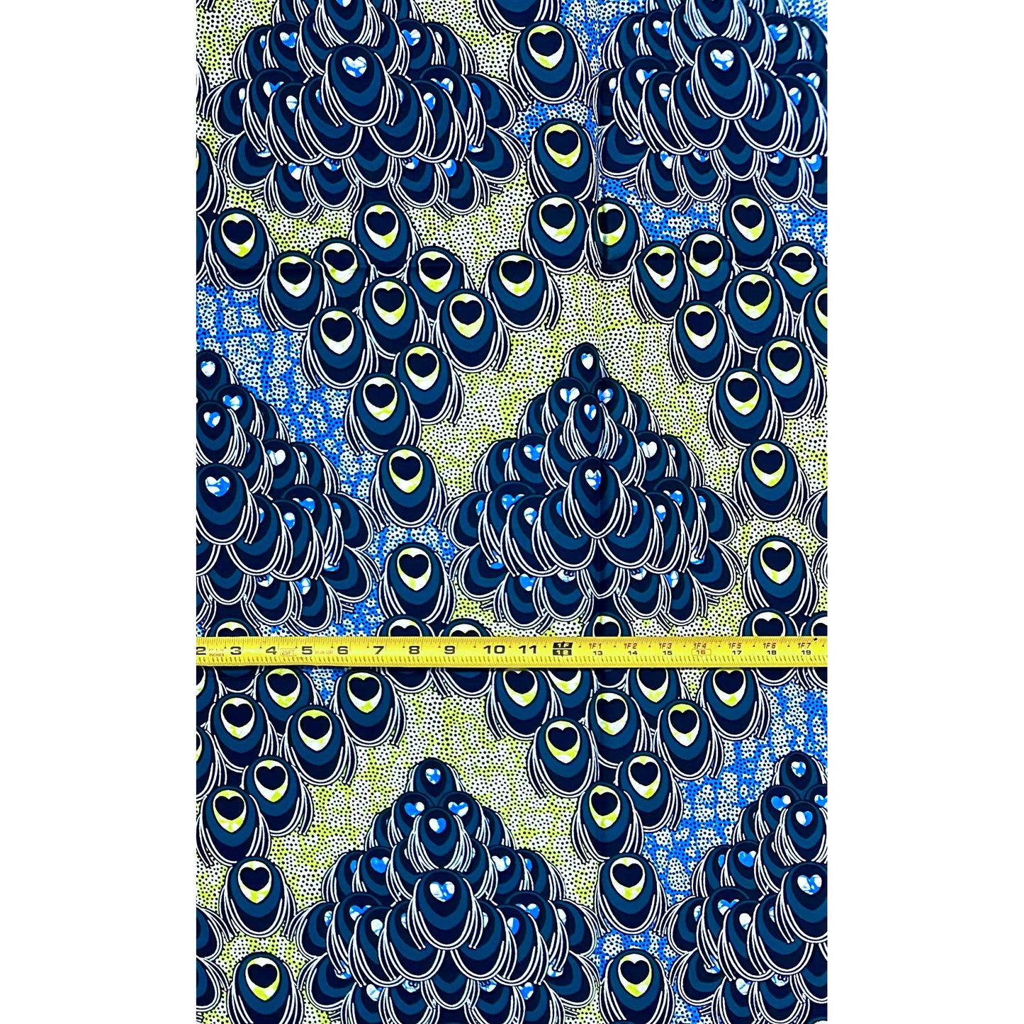 African Print Fabric/Ankara - Teal, Blue, Chartreuse “The Peacock Commission" Design
