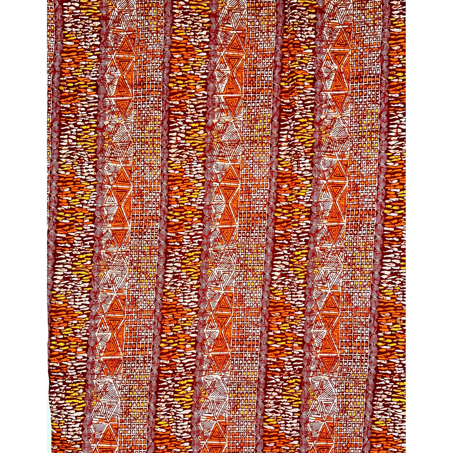 African Print Fabric/ Ankara - Orange, Brown, Beige 'Ceylon’, YARD or WHOLESALE