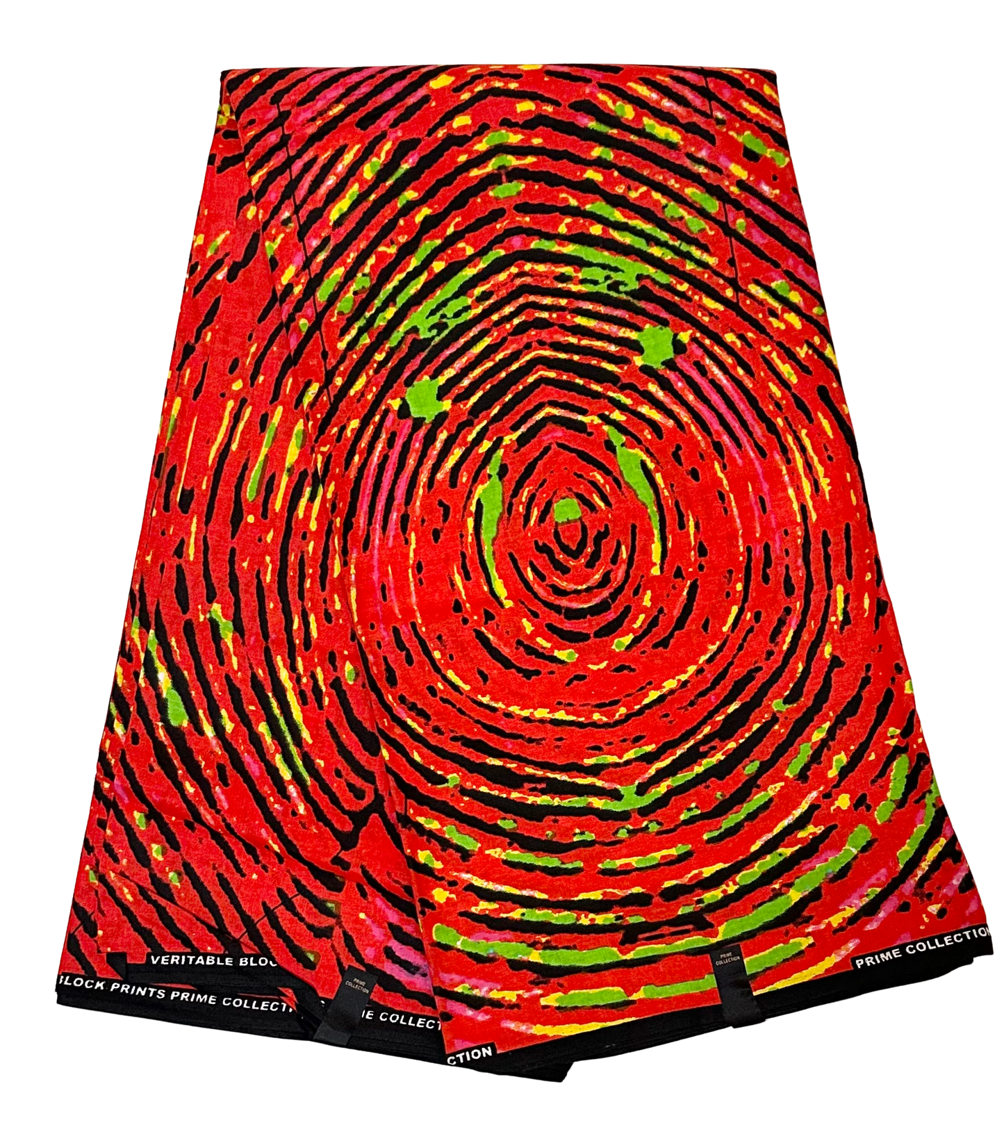 African Print Fabric/ Ankara - Bright Red - Dark Orange, Black, Green 'Fire Print’, YARD or WHOLESALE